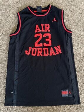 Jordan Black and Red AIR 23 Kids Basketball Jersey